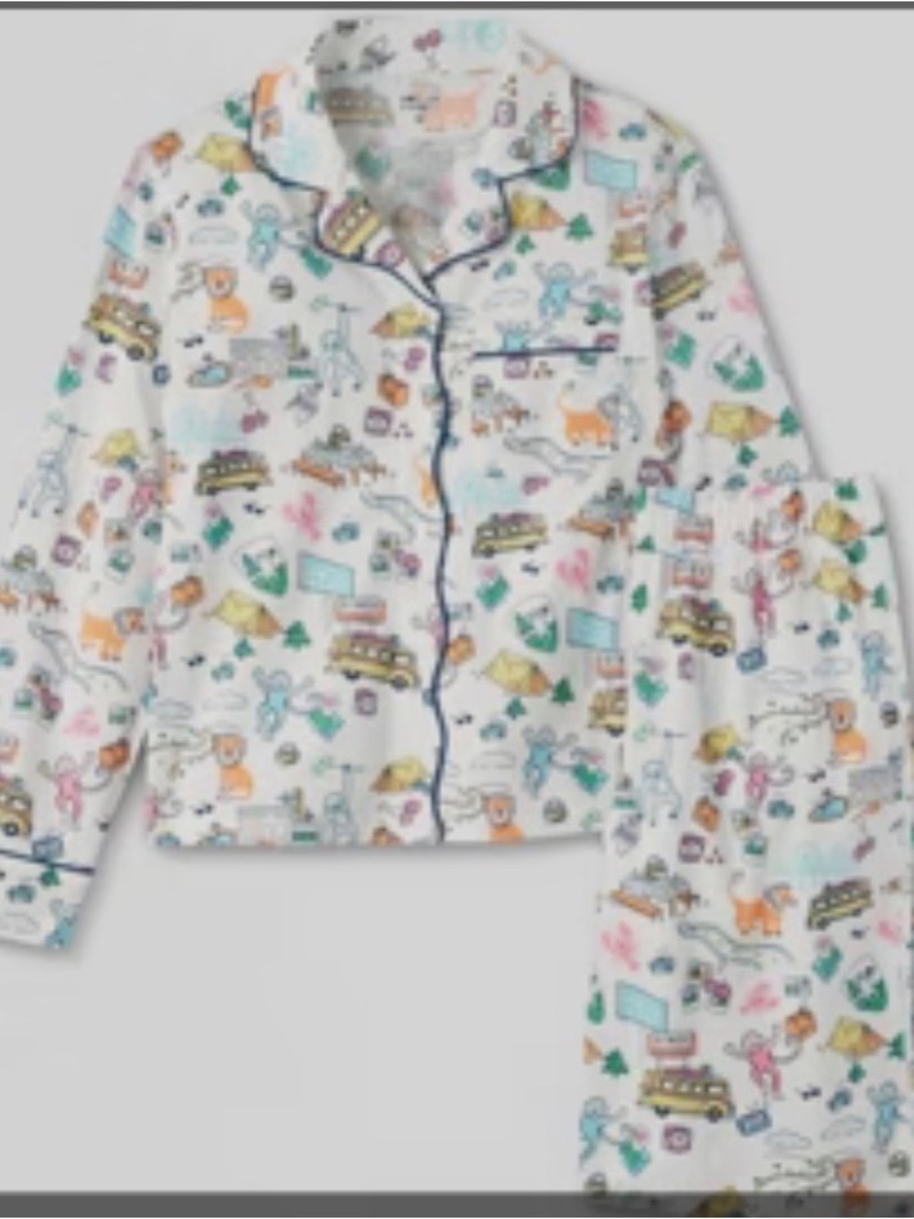 Target White Kids Pajama Set with Multicolor Travel Print